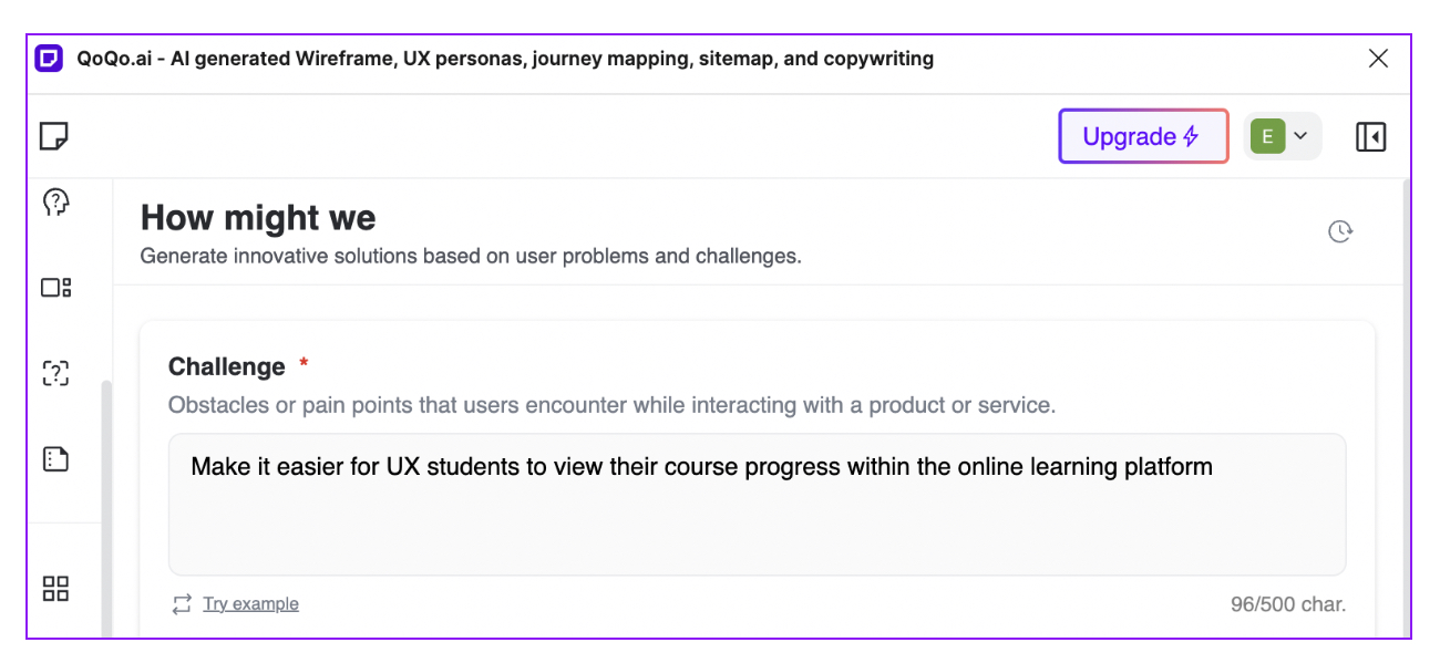 How to make the most of Figma AI: the best features, functions and plugins 25 Screenshot of entering a pain point into QoQo