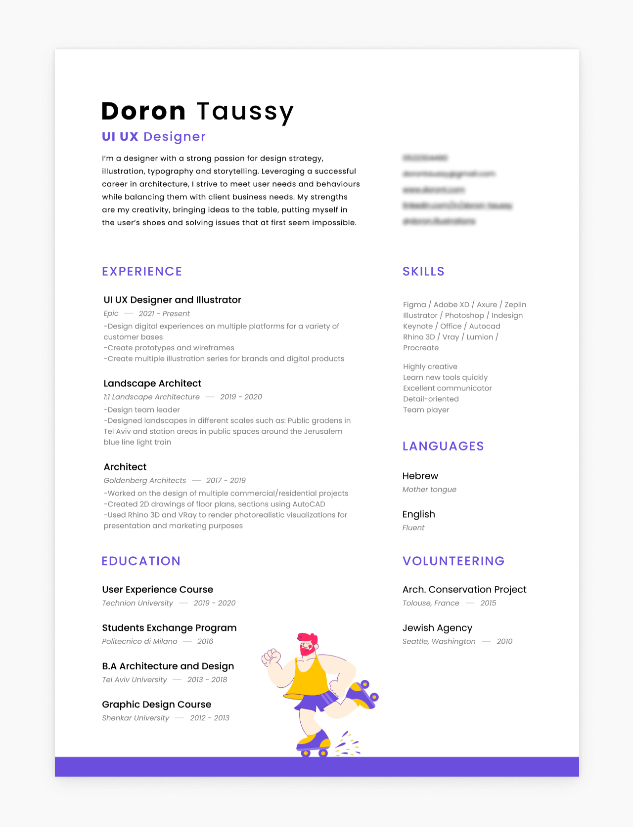 Useful UX designer CV templates (and cover letters too) 4 Doron Taussy CV