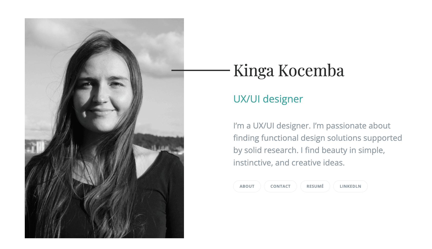 6 inspirational UX design portfolios created by our graduates 17 Kinga portfolio 1