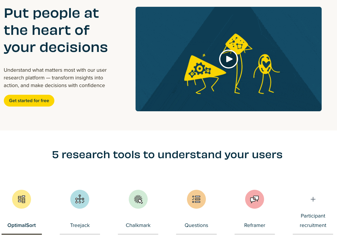 The ultimate guide to the best UX Design tools in 2023 2 Optimal workshop UX research tool website