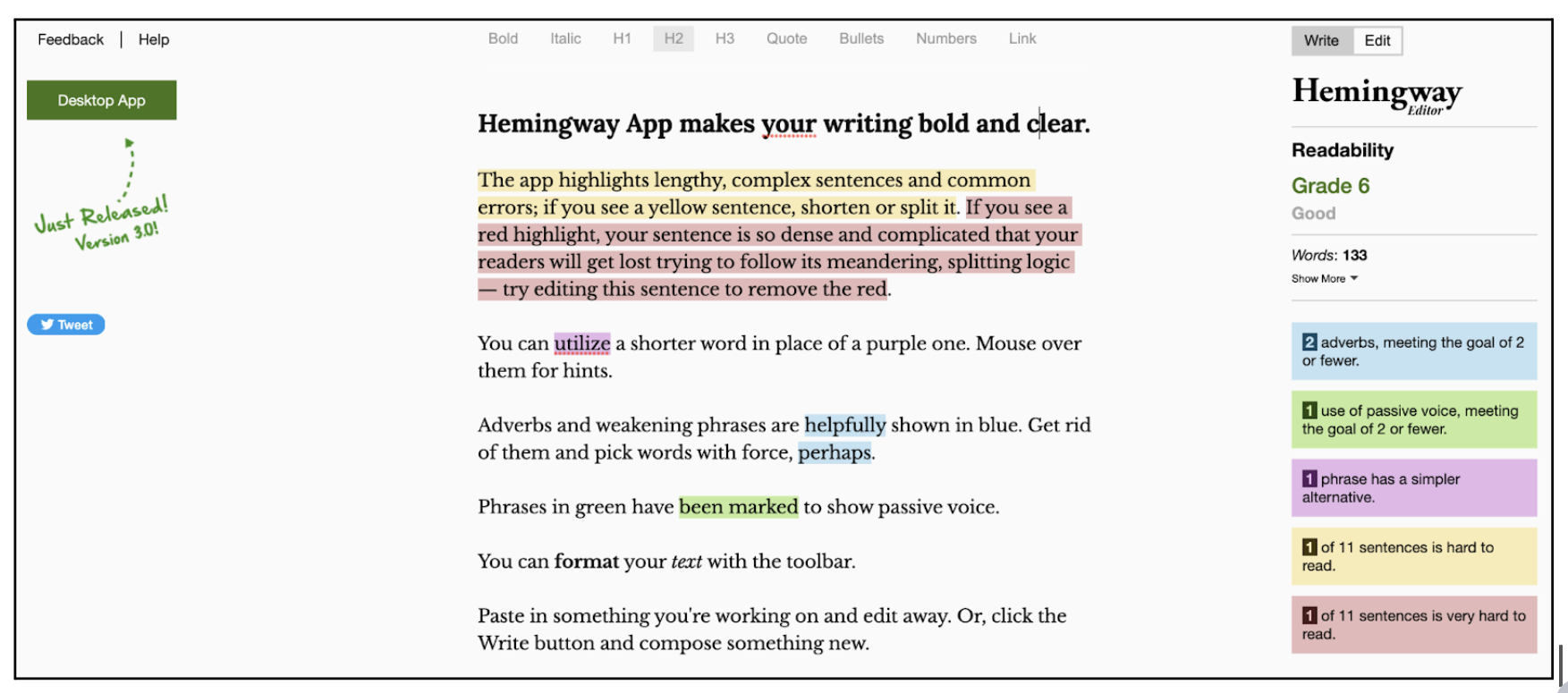 What is the KISS principle and how does it apply to UX Design? Your ultimate guide 3 Hemingway-app-scrrenshot