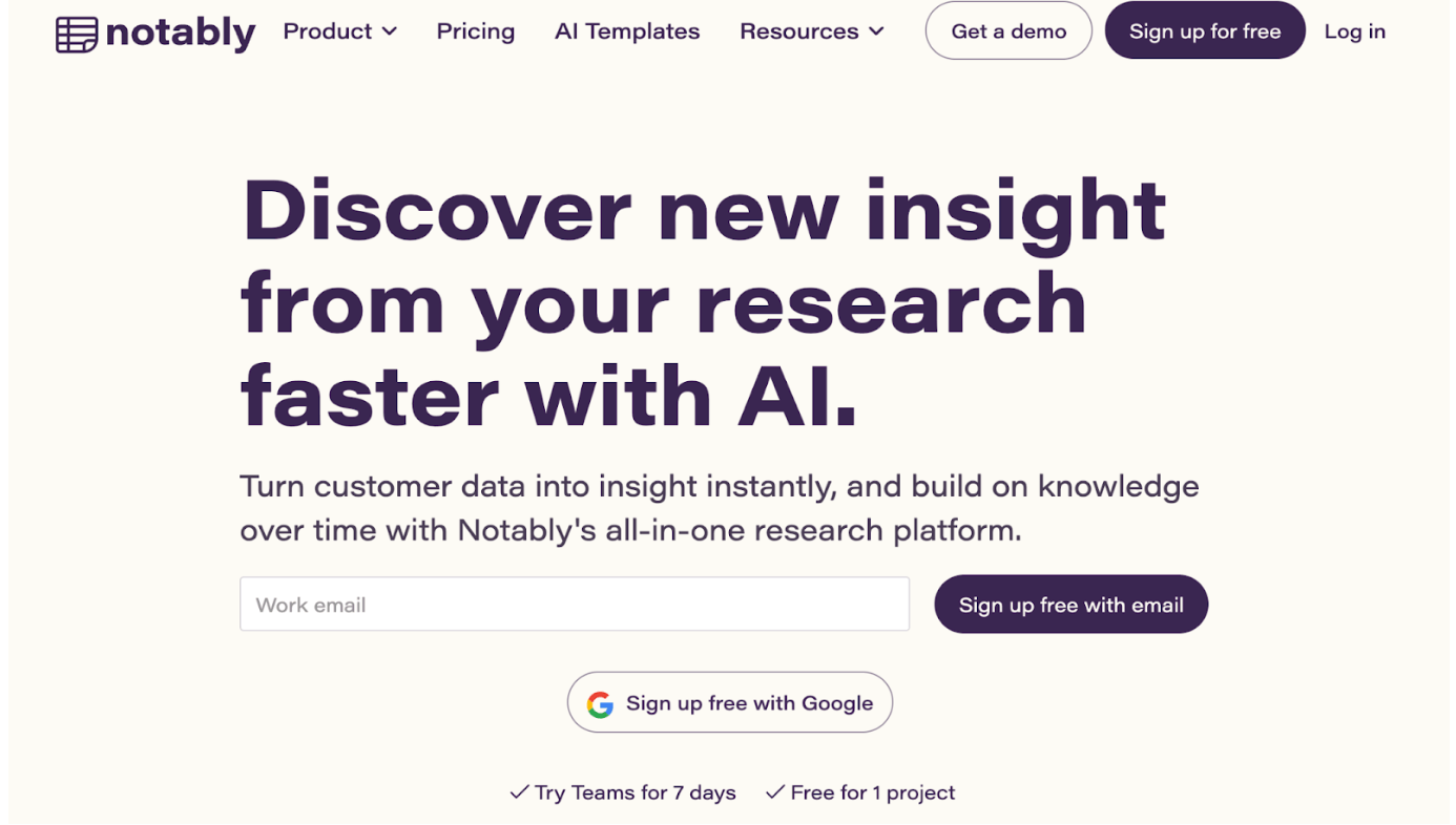 The top 5 AI-powered tools for user research (and how to use them) 5 screenshot of notably