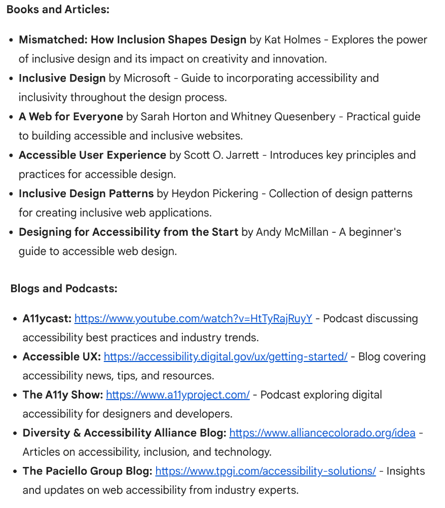 What is Gemini AI (formerly known as Bard AI) and how can you use it to become a better UX designer? 28 AI responding to accessible and inclusive design resources request
