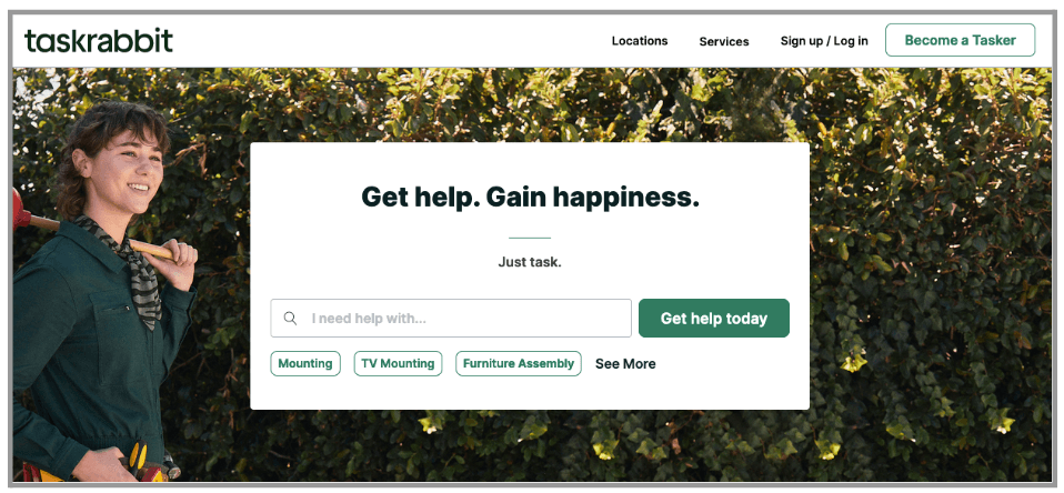 10 content design examples to take inspiration from 2 Screenshot of the Task Rabbit website homepage