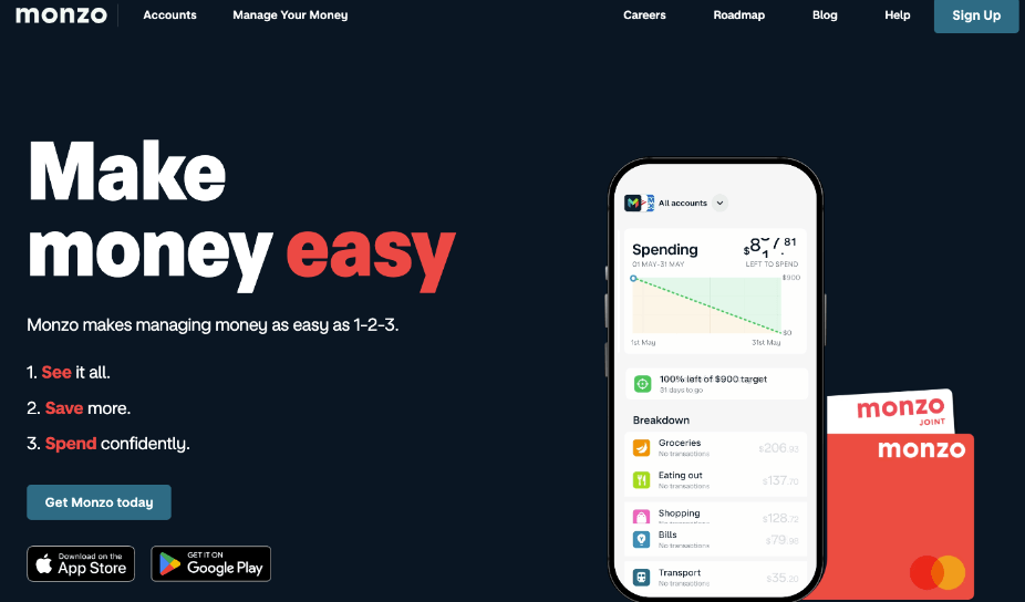 10 content design examples to take inspiration from 5 Screenshot of the Monzo website homepage
