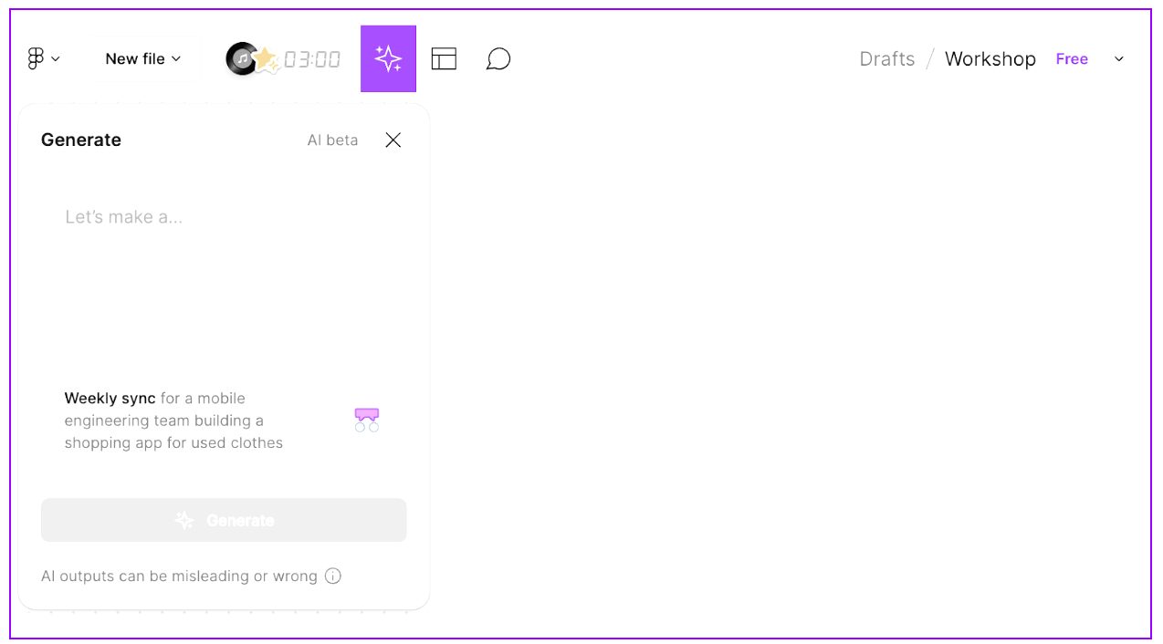 How to make the most of Figma AI: the best features, functions and plugins 2 Screenshot of a blank canvas in FigJam