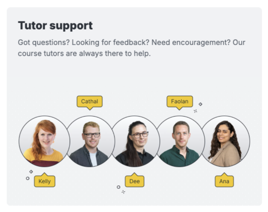 UX Design Institute reviews: hear from our students 4 screenshot of tutor support on ux design institute website