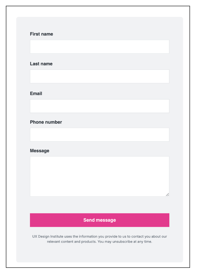 Your ultimate guide to form design (with tips, best practices, and examples) 5 screenshot of a single column form