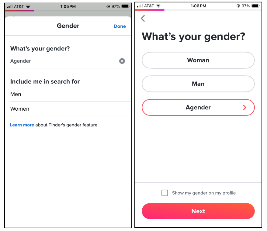 Accessible vs. Inclusive vs. Universal Design: What’s the Difference? 4 Screenshot of Tinder App